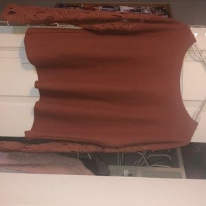 burnt organs cropped sweater with burnout arms